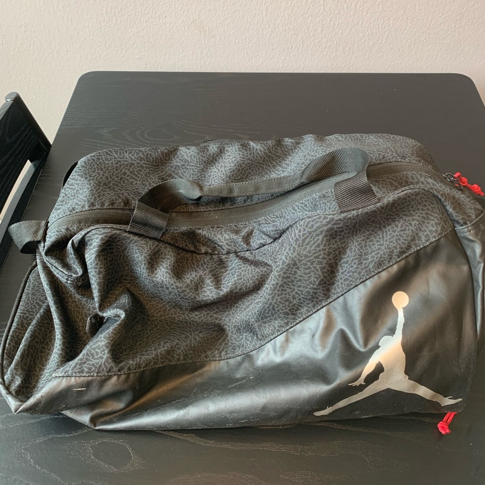 Jordan Black and Gray Duffel Bag